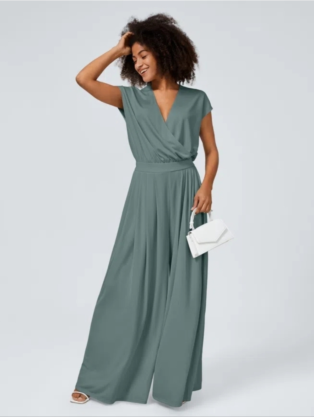 Halara Wide Leg Flowy Waffle Casual Jumpsuit Sz L